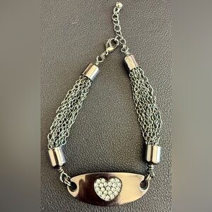 Lia Sophia Black Silver-Tone Multi-Strand Chain Bracelet